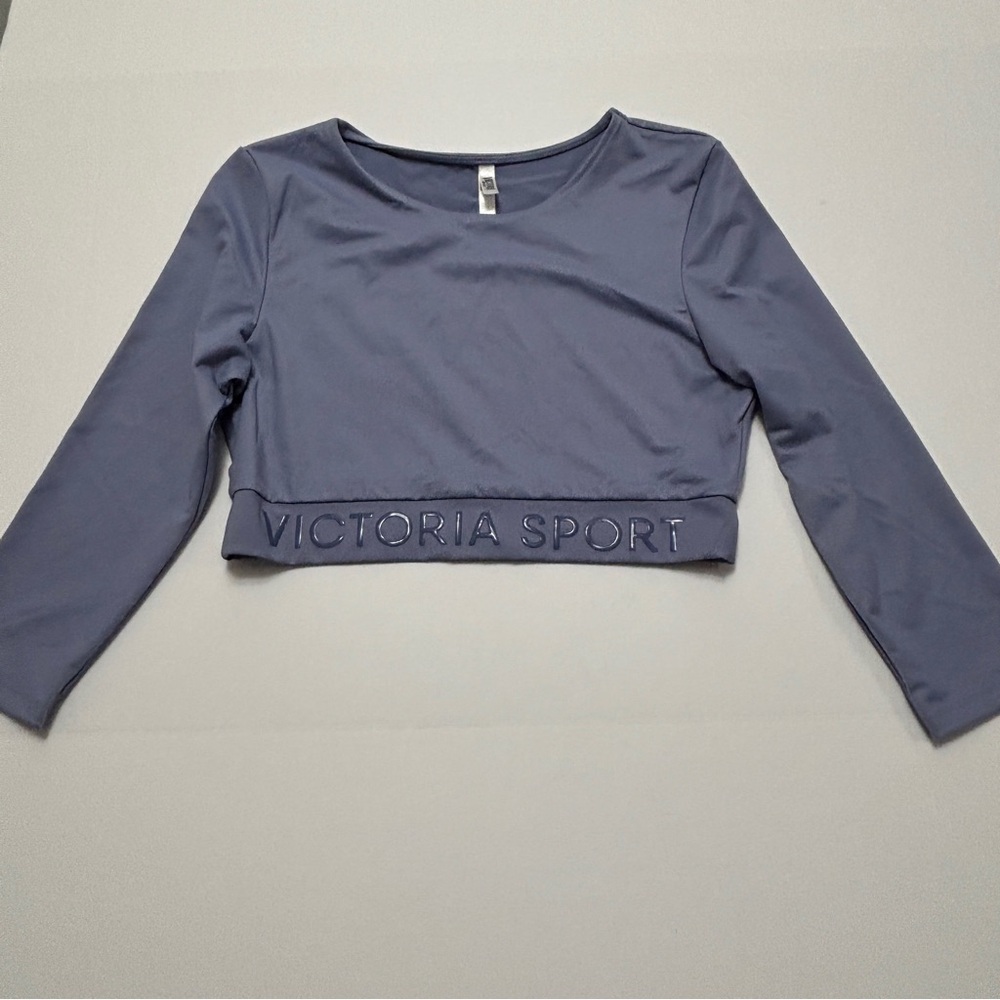 Victoria Sport Active Y2K Long Sleeve Cornflower Blue Crop Top Size Large